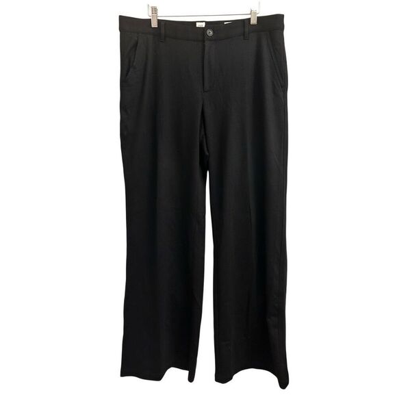 GAP women's wide-leg knit trousers size 14 black minimalist work comfortable cap - Picture 1 of 11